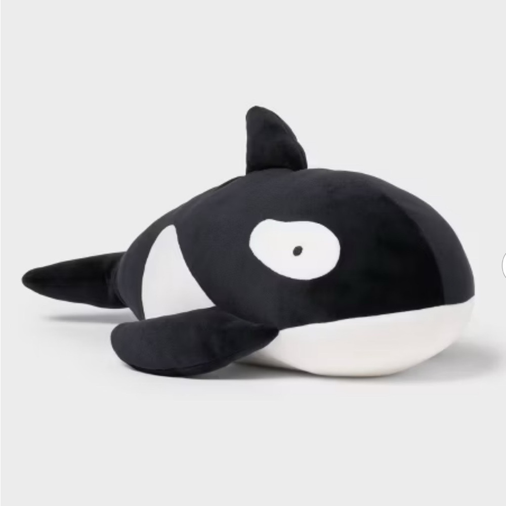 Orca Whale Weighted Plush Kids' Throw Pillow Black